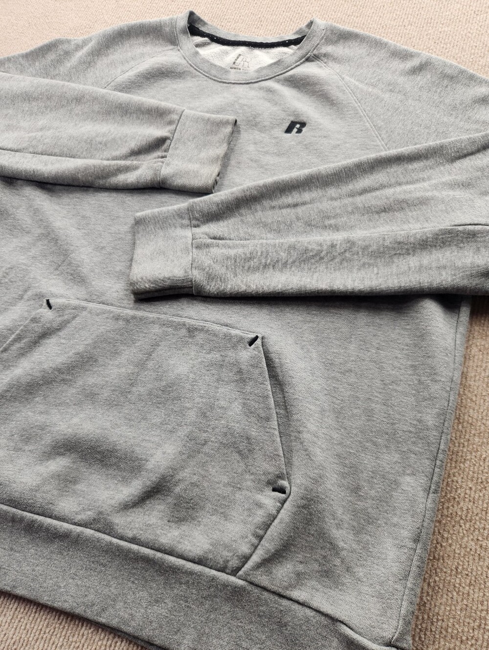 Russell Premium Fleece Men's L Gray Crewneck Pullover Sweatshirt w/ Pockets